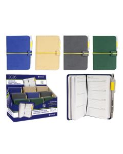 AGENDA BISMARK PIEL + BOLIGRAFO CON GOMA BOLSILLO SEMANA VISTA