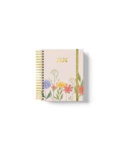 AGENDA DIDEX POLIPIEL ESPIRAL MASTER FLOWERS CON GOMA 22X18CM DIA PAGINA