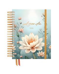 AGENDA HANNAI TAPA DURA ESPIRAL MORNING DEW GOMA 21X16CM DIA PAGINA
