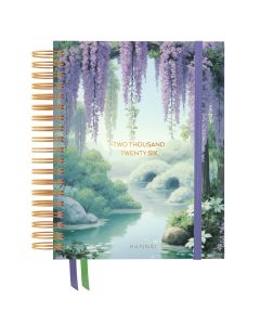 AGENDA HANNAI TAPA DURA ESPIRAL WISTERIA DREAMS CON GOMA 21X16CM SEMANA VISTA