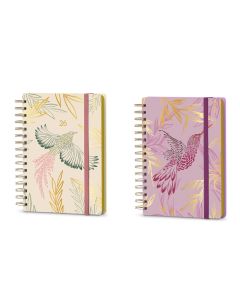 AGENDA MOOVING TAPA DURA ESPIRAL BOHO CON GOMA A5 SEMANA VISTA