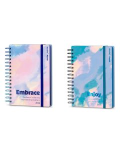 AGENDA MOOVING TAPA DURA ESPIRAL PASTEL CON GOMA A5 SEMANA VISTA