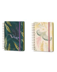 AGENDA MOOVING TAPA DURA ESPIRAL BOHO CON GOMA A5 DIA PAGINA
