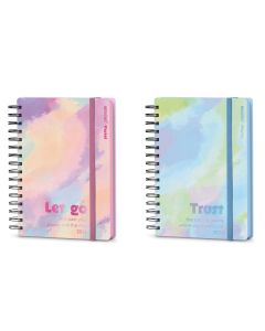 AGENDA MOOVING TAPA DURA ESPIRAL PASTEL CON GOMA A5 DIA PAGINA