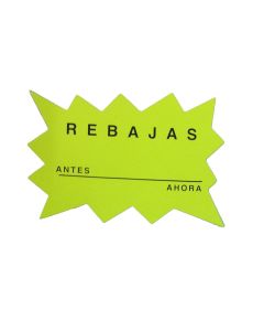 MARCAPRECIOS CARTULINA ROTULAUTO REBAJAS 110X80 AMARILLO PAQUETE 50UD