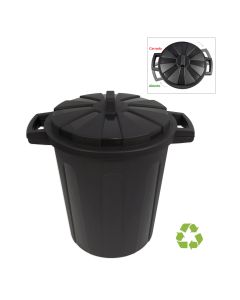 CONTENEDOR RECICLAJE ARCHIVO 2000 POLIPROPILENO REDONDO CON TAPA 54X64X68CM 100L NEGRO