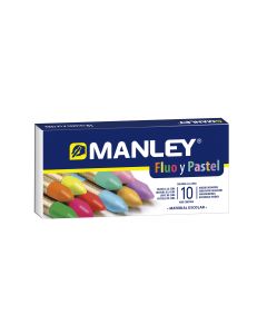 LAPIZ CERA MANLEY PASTEL Y FLUOR 10 COLORES