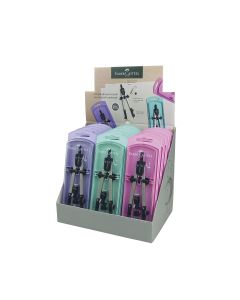 COMPAS BIGOTERA FABER CASTELL AJUSTE RAPIDO + ADAPTADOR COLORES PASTEL EXPOSITOR 15UD
