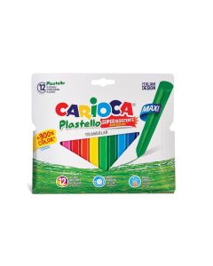LAPIZ CERA CARIOCA PLASTICERA MAXI TRIANGULAR 12 COLORES