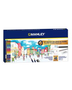 SET CREATIVO MANLEY LAPICES DE COLORES 40 PIEZAS