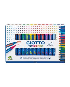 ROTULADOR GIOTTO TURBO PRO ACUARELABLE DOBLE PUNTA PINCEL Y BISELADA 15 COLORES