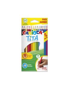 LAPIZ COLOR CARIOCA TITA HEXAGONAL 12+2 COLORES