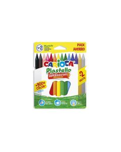 LAPIZ CERA CARIOCA PLASTICERA 12+2 COLORES