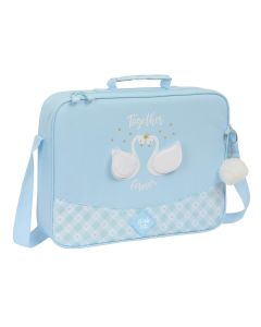 CARTERA ESCOLAR SAFTA GLOWLAB CISNES 28X38CM L25