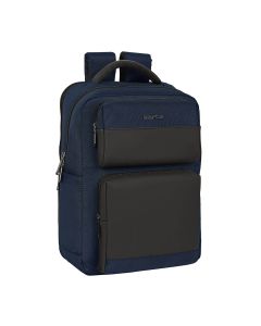 MOCHILA PC SAFTA 2 BOLSILLOS BUSINESS DARK BLUE ADAPTABLE A CARRO 44X31CM
