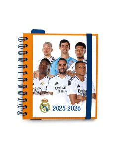 AGENDA ESCOLAR ERIK POLIPROPILENO ESPIRAL REAL MADRID CON GOMA 16X14CM DIA PAGINA