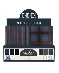 CUADERNO DIDEX ACOLCHADO SUITE CON GOMA 21X15CM 80G 192H PUNTEADO EXPOSITOR 12UD