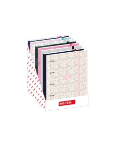 CARPEBLOC SAFTA 4 ANILLAS 35MM MARCAS CON GOMA A4 80G 100H 5X5 EXPOSITOR 8UD