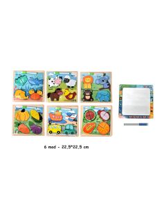 JUEGO SORT ENCAJABLE MADERA 3D & PIZARRA BLANCA + MARCADOR 22,5X22,5CM
