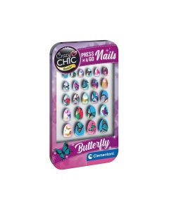JUEGO CLEMENTONI CRAZY CHIC UÑAS POSTIZAS BUTTERFLY +6 AÑOS