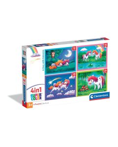 PUZZLE 12+16+20+24P CLEMENTONI 4 IN 1 UN DIA CON UNICORNIOS +3 AÑOS