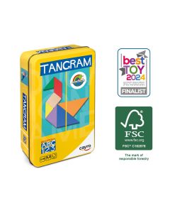 JUEGO CAYRO TANGRAM MADERA DE COLORES EN CAJA DE METAL +7 AÑOS