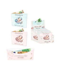 BILLETERO ARGUVAL BEBE PLATA 8,5X11CM EXPOSITOR 48UD