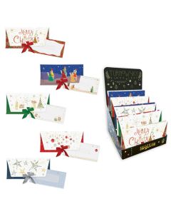 SOBRE REGALO LAZO ARGUVAL + TARJETON NAVIDAD 11X23CM SURTIDO EXPOSITOR 25UD