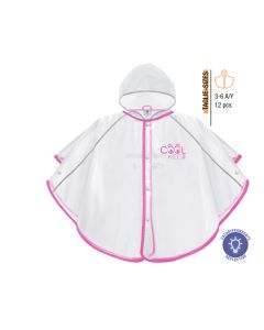 IMPERMEABLE INFANTIL PERLETTI COOL KIDS BORDE FUCSIA 3-6 AÑOS SEMI TRANSPARENTE