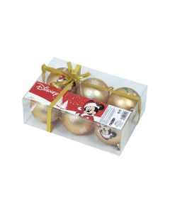 BOLAS NAVIDAD SAFTA MICKEY HAPPY SMILES 8CM ORO PACK 6UD