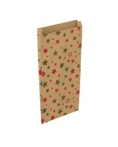 BOLSA PAPEL BASIKA FUELLE KRAFT S ESTRELLAS 15+6X30CM 50G PAQUETE 25UD