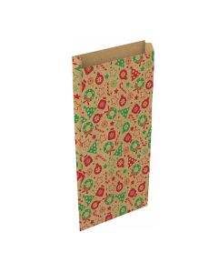 BOLSA PAPEL BASIKA FUELLE KRAFT M NAVIDAD REGALOS 20+6X 35CM 50G PAQUETE 25UD