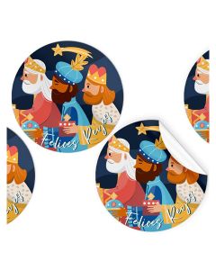 ETIQUETA FELICITACION ARGUVAL ROLLO NAVIDAD REDONDA REYES 250UD