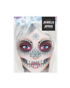 JOYAS FACIALES ADHESIVAS GUIRCA HALLOWEEN CALAVERA VERDE