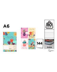 CUADERNO CERVANTES TAPA DURA PB476-34 CON BROCHE A6 80G 144H HORIZONTAL