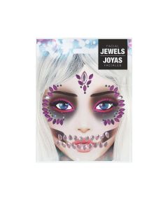 JOYAS FACIALES ADHESIVAS GUIRCA HALLOWEEN CALAVERA LILA