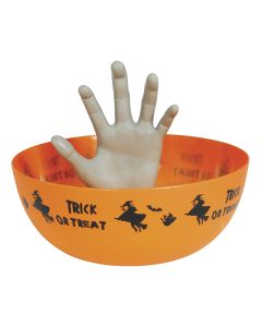 BOL NARANJA GUIRCA HALLOWEEN CON MANO 25CM