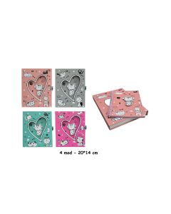 DIARIO CANDADO SORT CUORE CATS EN CAJA TROQUELADA 20X14CM