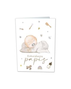 POSTAL FELICITACION ARGUVAL BEBE ENHORABUENA PAPIS 19X13CM