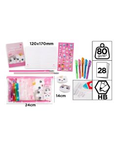 SET PAPELERIA MP CREATIVO 12 PIEZAS PORTATODO GATOS