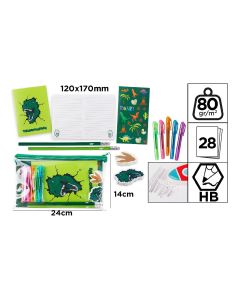 SET PAPELERIA MP CREATIVO 12 PIEZAS PORTATODO DINOSAURIO