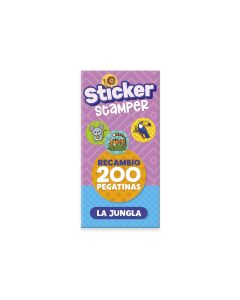 RECAMBIO 200 PEGATINAS STICKER STAMPER IMAGILAND PLAYTIME LA JUNGLA +3 AÑOS