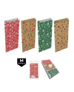 BOLSA PAPEL BASIKA FUELLE KRAFT M NAVIDAD  20+6X35CM 50G PAQUETE 12UD