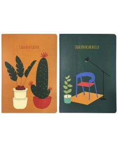 CUADERNO DIDEX COSIDO BALANCE AMARILLO-VERDE 21X15CM 80G 64H LISO PACK 2UD