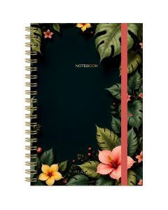 CUADERNO HANNAI TAPA DURA ESPIRAL LUSH CANOPY CON GOMA 21X15CM 80G 192H LISO