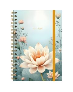CUADERNO HANNAI TAPA DURA ESPIRAL MORNING DEW CON GOMA 21X15CM 80G 192H LISO