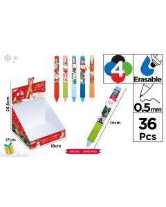 BOLIGRAFO BORRABLE MP 4 COLORES NAVIDAD EXPOSITOR 36UD