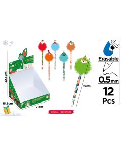 BOLIGRAFO BORRABLE MP NAVIDAD POMPOM EXPOSITOR 12UD