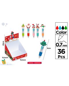 BOLIGRAFO MP 4 COLORES MINI NAVIDAD EXPOSITOR 36UD