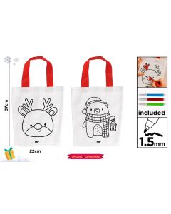 BOLSA MP NAVIDAD PARA PINTAR + 3 ROTULADORES CH57011-1 37X22CM